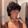 Rétro Chic Pixie Ondulé à Pointes Retournées Perruque Glueless Sans Colle
