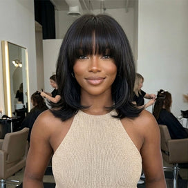 Perruque avec Frange Arrondie Lace Part 3x1 Cheveux Naturels Pose Sans Colle