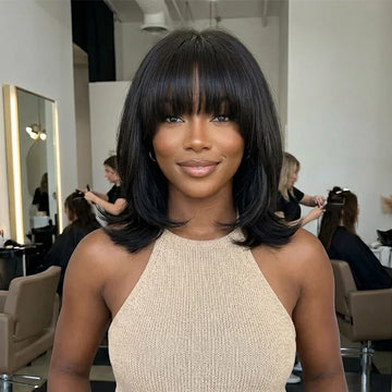 Perruque avec Frange Arrondie Lace Part 3x1 Cheveux Naturels Pose Sans Colle