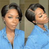 2 𝑭𝑶𝑹 €69🔥Perruque 13×1 Lace Pixie Cut Bouclée +Noir/ Blonde Mélangé Noir/#4-27 Pixie/Ombre Blonde Pixie