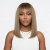 Ready to Wear Glueless Couleur Ombre Thé Lait Dégradé Lisse Perruque Sans Colle Bob Avec Frange