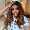 Glueless Couleur Marron Chocolaté Noir Mélangé 13x4 Perruque Sans Colle Body Wave Deux Styles