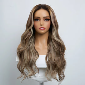 5x5 Glueless Couleur Mèches Blond Cendré Perruque Sans Colle Body Wave