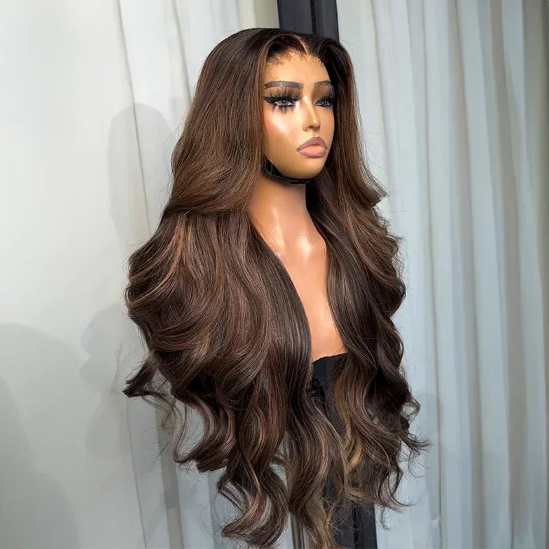𝑩𝒖𝒚 1 𝑮𝒆𝒕 1 𝑭𝒓𝒆𝒆💥Glueless Couleur Highlight Burn Wear & Go 4x4 Perruque Sans Colle Body Wave 250% Densité