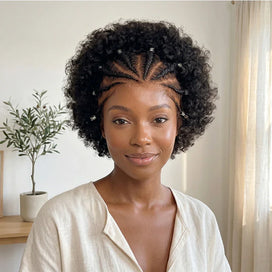 𝐏𝐫𝐞̂𝐭 𝐞𝐧 𝟐𝟒𝐡⚡Pré-tresse Patron Mature Boucle Afro 3 Couleur 13x4 Dentelle Bob Perruque Cheveux