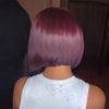 Look Chic Bob Asymétrique Violet Nuit Glueless Raie sur le Côté Perruque Lace 5x5 Sans Colle