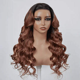 Glueless Couleur Marron Chocolaté Noir Mélangé 13x4 Perruque Sans Colle Body Wave Deux Styles