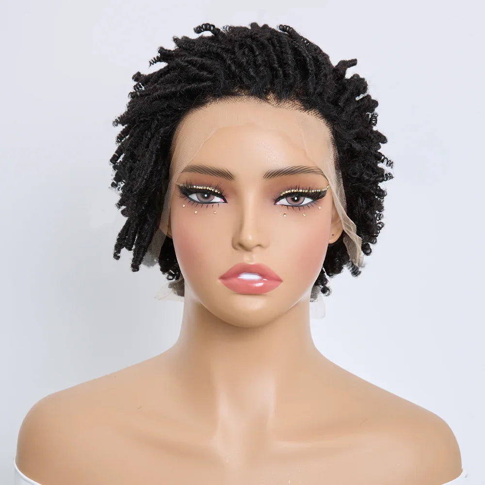 Chic Perruque 4/30 Afro Kinky Curly Noir 13x4 Lace Cheveux Courts Bouclés Portez Et Partez