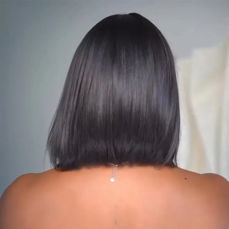 Noir Naturel Bob Lisse Élégance Parisienne Glueless Wig Technologie Glueless Perruque Sans Colle