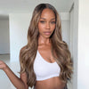 Glueless Pré-épilé Couleur Mèches Blondes Ombré 13x4 Perruque Sans Colle Body Wave 250% Densité