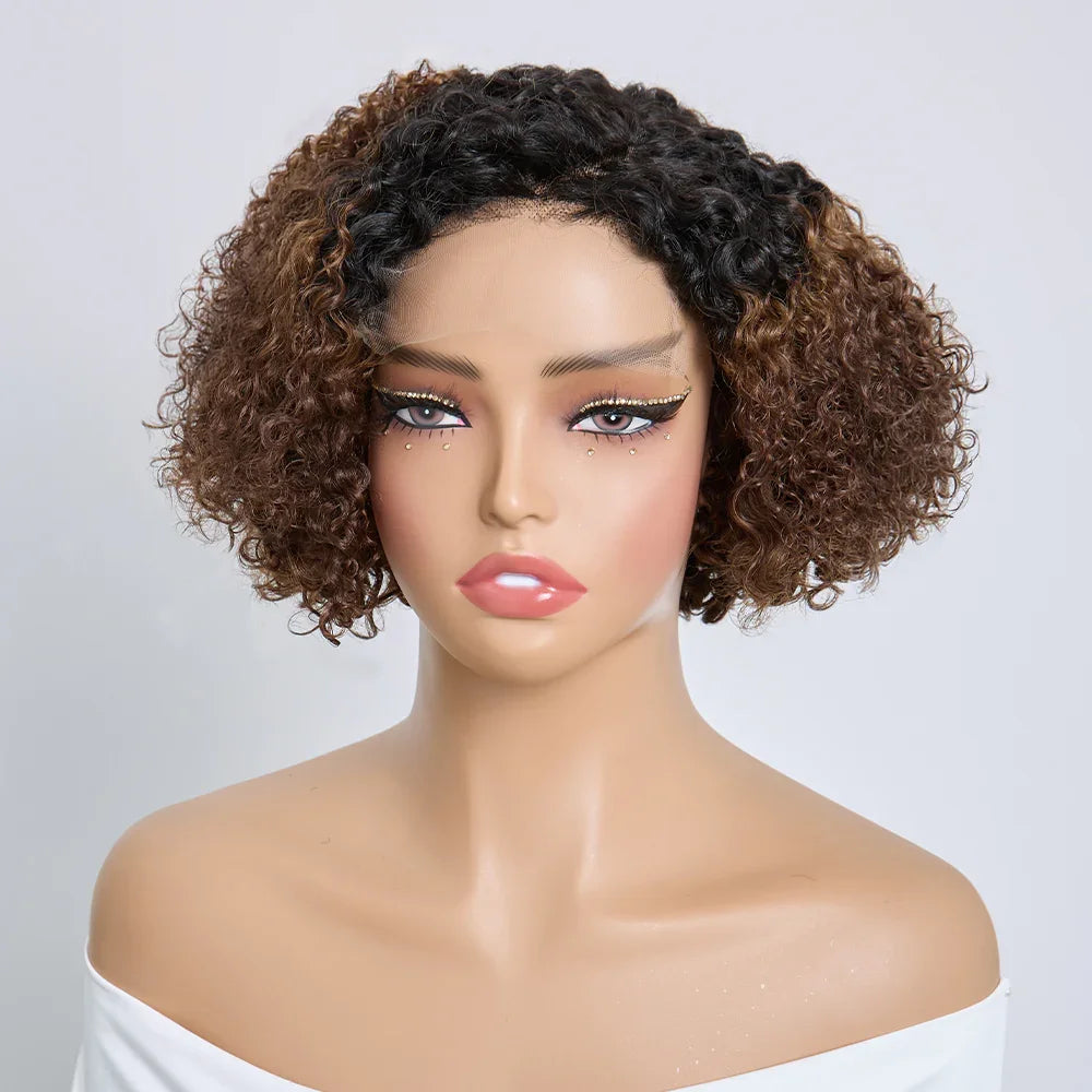 5x5 Glueless Volume de la Racine aux Pointes Bob Court Bouclé 8