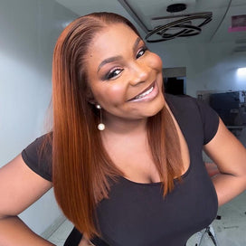 Confort Ultime Glueless 13x4 Avant Tout Gingembre Ombre Lisse Perruque Sans Colle