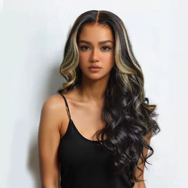 Glueless Sans Nœud Couleur Blond Highlight 5x5 Perruque Sans Colle Body Wave Capuchon Réglable