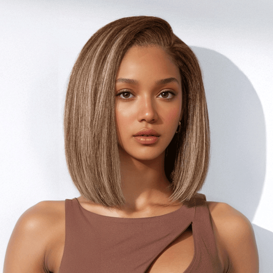 À La Mode Glueless Couleur Highlight 7x4 Pré-épilé Capuchon Réglable Perruque Sans Colle