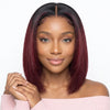 𝑩𝒖𝒚 1 𝑮𝒆𝒕 1 𝑭𝒓𝒆𝒆💥Les 3 derniers Glueless Couche Rouge Foncé Coupe Émoussée Bob 13x4 Perruque Sans Colle Lisse