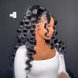 Perruque 13x4 Dentelle HD Kinky Straight Effet Cheveux Soufflés Qualité Luxe
