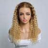 𝐏𝐫𝐞̂𝐭 𝐞𝐧 𝟐𝟒𝐡⚡18 Pouces HD Full Lace Perruque Fait à La Main Kinky Curly Racines Brunes Se Fondant Dans Du Blonde