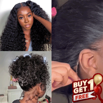 𝑩𝒖𝒚 1 𝑮𝒆𝒕 1 𝑭𝒓𝒆𝒆💥 360 Perruque En Frontale Dentelle Brésilien Bouclé Casquette À Cordon Flexi-Fit Invisible