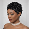 Élégante Coupe Pixie Bouclée Perruque Full Lace Cheveux Humains