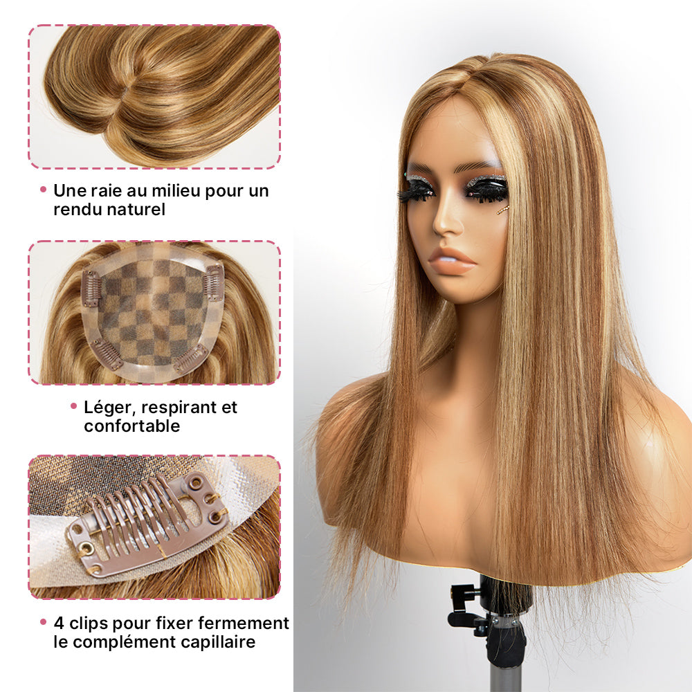 Volumateur Méché 4/27 Dentelle 5x5 à 5 Clips Finitions Effilées & Coupe Naturelle Complément capillaire