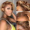 2 𝑭𝑶𝑹 €69🔥Perruque 13×1 Lace Pixie Cut Bouclée +Noir/ Blonde Mélangé Noir/#4-27 Pixie/Ombre Blonde Pixie