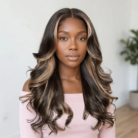 𝟐ᵉ 𝐩𝐞𝐫𝐫𝐮𝐪𝐮𝐞 𝐚̀ 𝟎€🔥Glueless Luxe Couche 13x4 Highlight Perruque Sans Colle Ondulé Cheveux Humains Wear Go 250% Densité