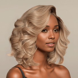 13x4 Guleless Perruque Style Bob Dégradée Blonde Ombrée Dentelle Pré-coupée