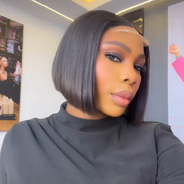 Bob Ultra Court Lisse Style Boss Glueless Perruque Prête à Poser