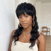 Perruque sans colle Mullet Layered Mullet Perruque with Bang Body Wave Cheveux Humains