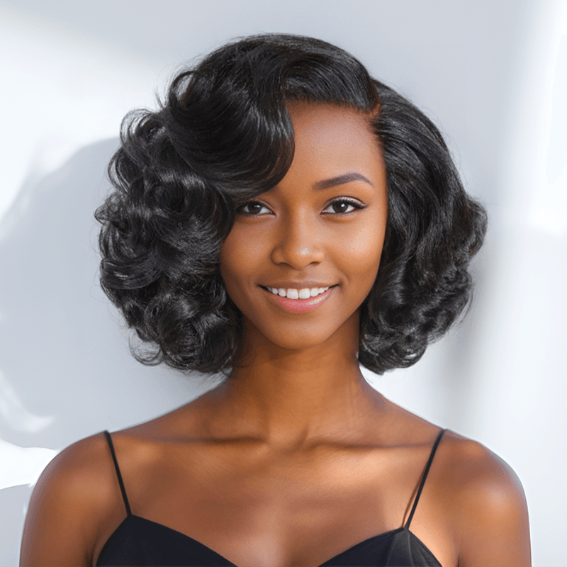 13x4 Glueless Classique Couche Bob Perruque Sans Colle Loose Wave 250% Densité