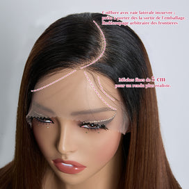 Perruque Bob Ombré Glueless 9x6 Racines Noires & Dégradé Marron Super Double Drawn Sans Colle