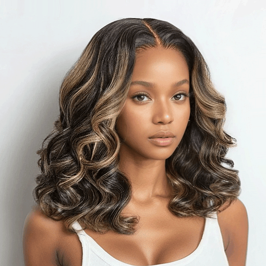 Glueless Couleur Blond Highlight 5x5 Capuchon Réglable Perruque Sans Colle Loose Wave