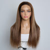 Perruque Lisse Balayage Marron 13x4 HD Dentelle Suisse 20 Pouces Ligne de Cheveux Naturelle & Baby Hair