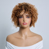 𝐏𝐫𝐞̂𝐭 𝐞𝐧 𝟐𝟒𝐡⚡ Perruque Sans Colle Kinky Curly Brune Courte Irrégulière Avec Frange