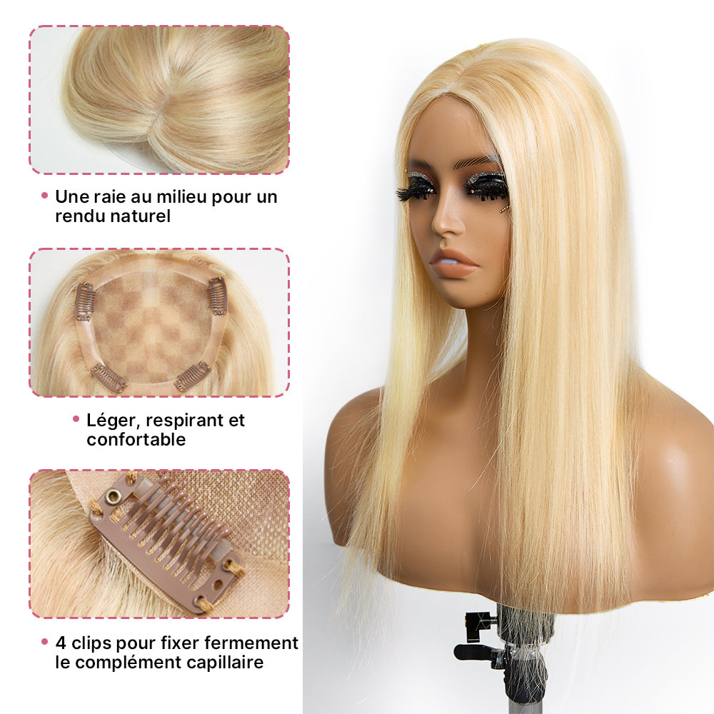 27/613 Complément capillaire Dentelle 5x5 Top Piece Balayage  Coupe Dégradée Fluide (Non Perruque)