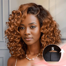 Effet Ultra-Volumisant 7x4 Glueless Elégant Ombre Gingembre Bob Perruque Sans Colle Water Wave