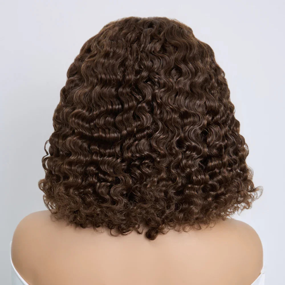 4x4 Volume de la Racine aux Pointes Bob Marron Deep Wave 300% Look Sans Effort Perruque