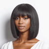 𝟑ᵉ 𝐩𝐞𝐫𝐫𝐮𝐪𝐮𝐞 𝐚̀  €𝟎,𝟏🔥Lisse Naturel 2x6 Dentelle Perruque 6"+Yaki Lisse Bob Perruque Avec Frange 10"