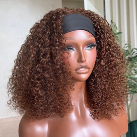 Pose Facile & Rapide Perruque Bandeau Marron Châtain Boucles Volumineuses Sans Colle