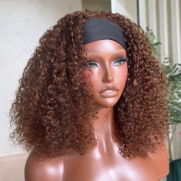 Pose Facile & Rapide Perruque Bandeau Marron Châtain Boucles Volumineuses Sans Colle