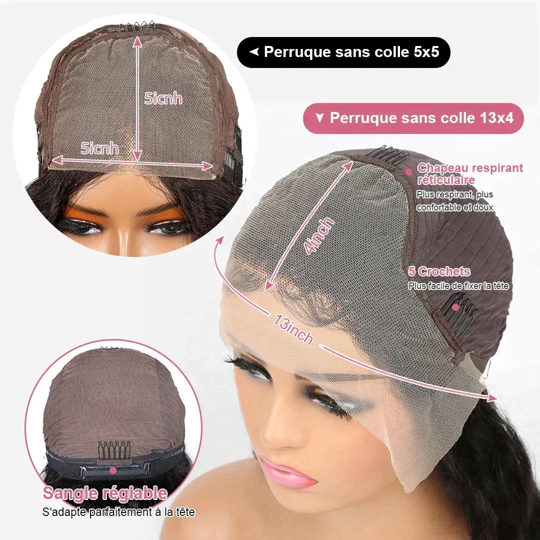 2 perruques sans colle Bob cheveux humain - SHINE HAIR