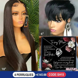 2 paquets perruques cheveux humains gros plus un cadeau gratuit - SHINE HAIR