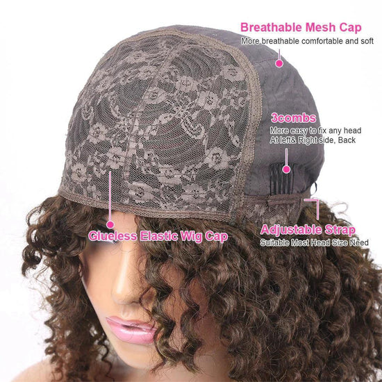 2 Perruques à Franges Cheveux Brésiliens Bouclés 1 Perruque Pixie Gratuite - SHINE HAIR