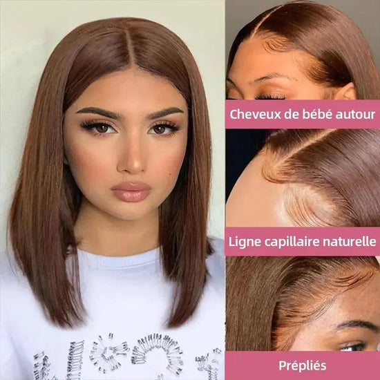 2 perruques sans colle Bob 100% cheveux humains - SHINE HAIR