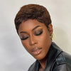 Perruque Full Lace Pixie 100% Cheveux Humains Frange Effilée Naturelle