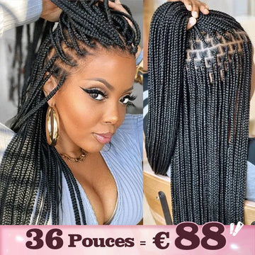 Perruque À Tresses En Boîte En Dentelle Intégrale Cheveux Synthétiques Qualité Supérieure 300% Densité