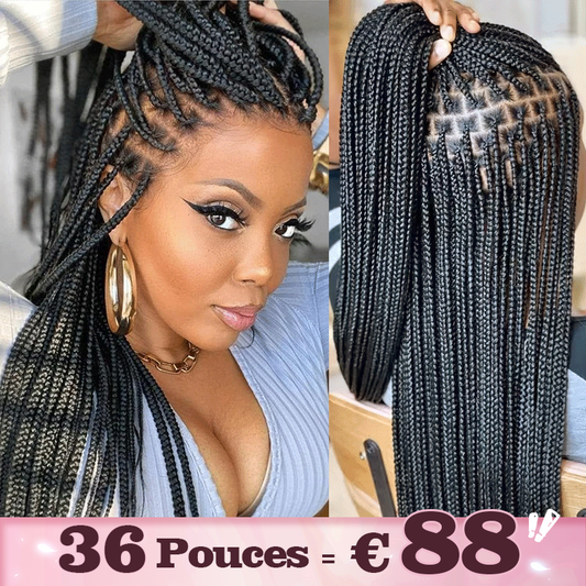 Perruque À Tresses En Boîte En Dentelle Intégrale Cheveux Synthétiques Qualité Supérieure 300% Densité