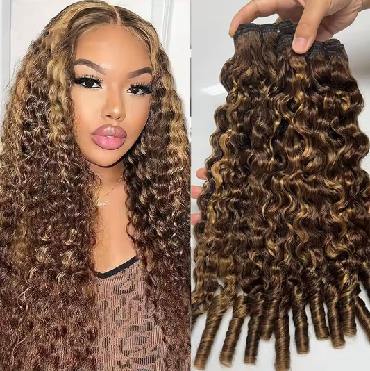 Extensions De Cheveux Boucles Birmans Couleur Highlight 100% Naturels Tissage Brut Non Traité