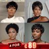 4 𝑭𝑶𝑹 €89🔥 Glueless Sans Effort Facile À Porter Pixie Bob Perruque Sans Colle