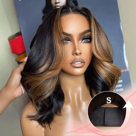 Glueless Tendance Couleur Blond Highlight 5x5 Bob Perruque Sans Colle Capuchon Réglable